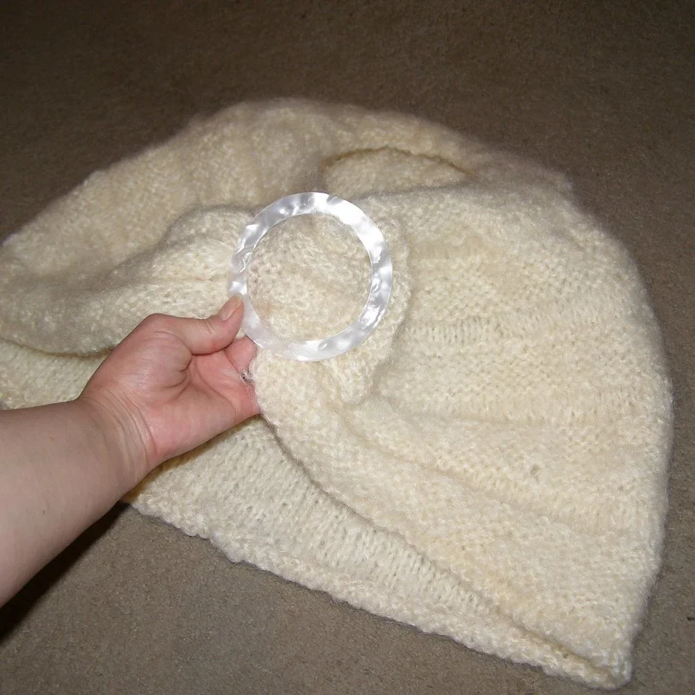 Beautiful Handmade Shawl w/Pearl color Buckle